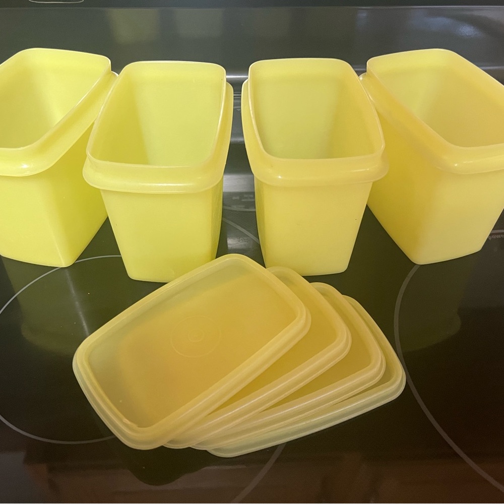 VINTAGE Yellow Food Tupperware Storage Containers for Kitchen Organization